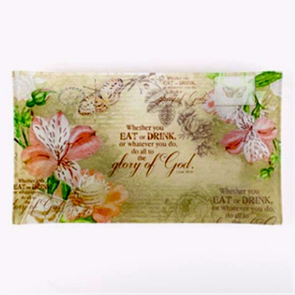 Christian Art Gifts-Boxed Glass Tray”The Glory of God” Bible Verse 14”x8”🌸